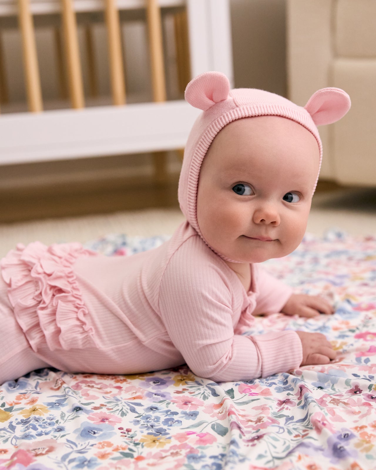 Prima Pink Bear Bonnet