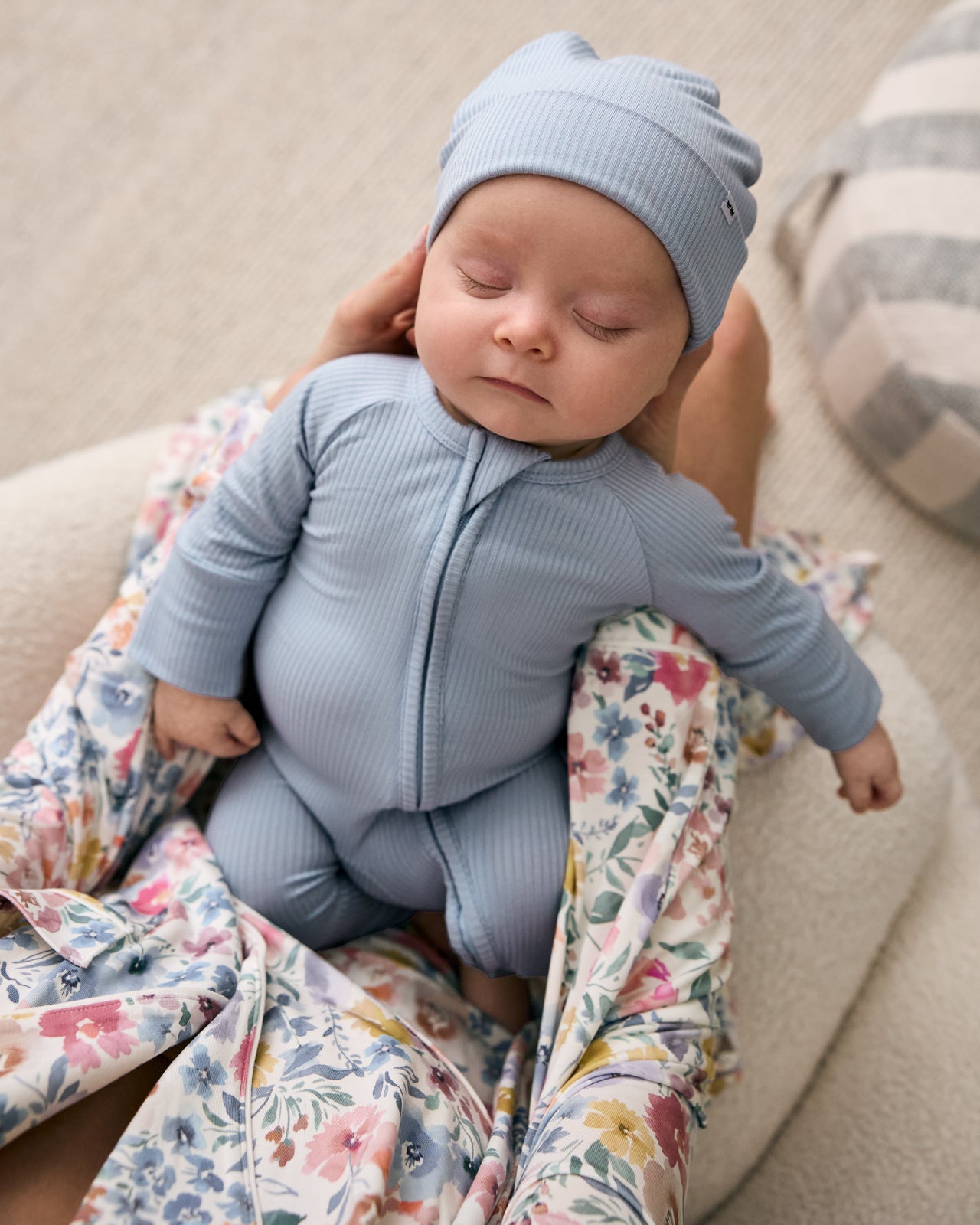 Light Fog Ribbed Infant Beanie - Image 3