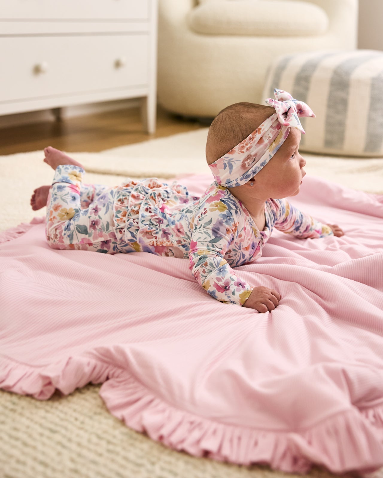 Prima Pink Ribbed Ruffle Mini Cloud Blanket® - Image 3