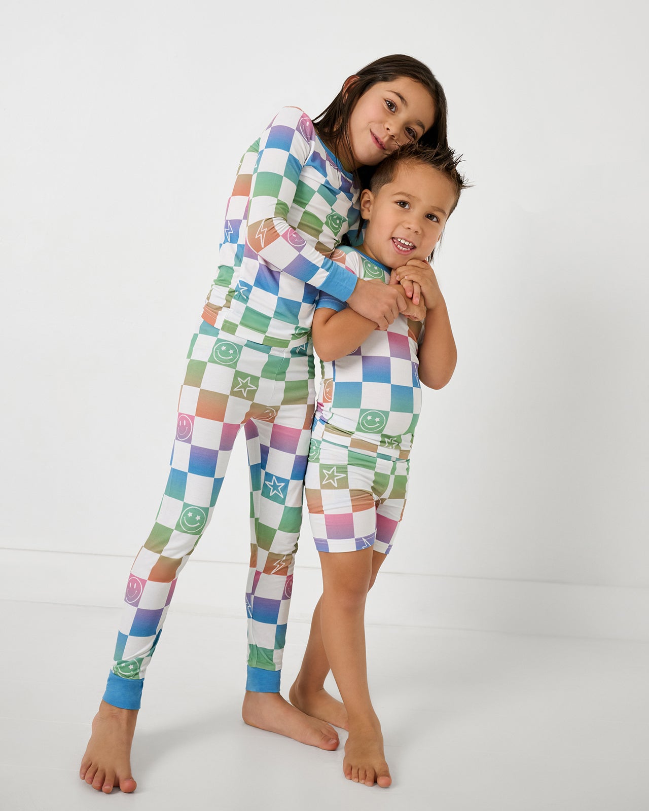 Ombre Cheery Checks Two-Piece Short Sleeve & Shorts Pajama Set - Image 3