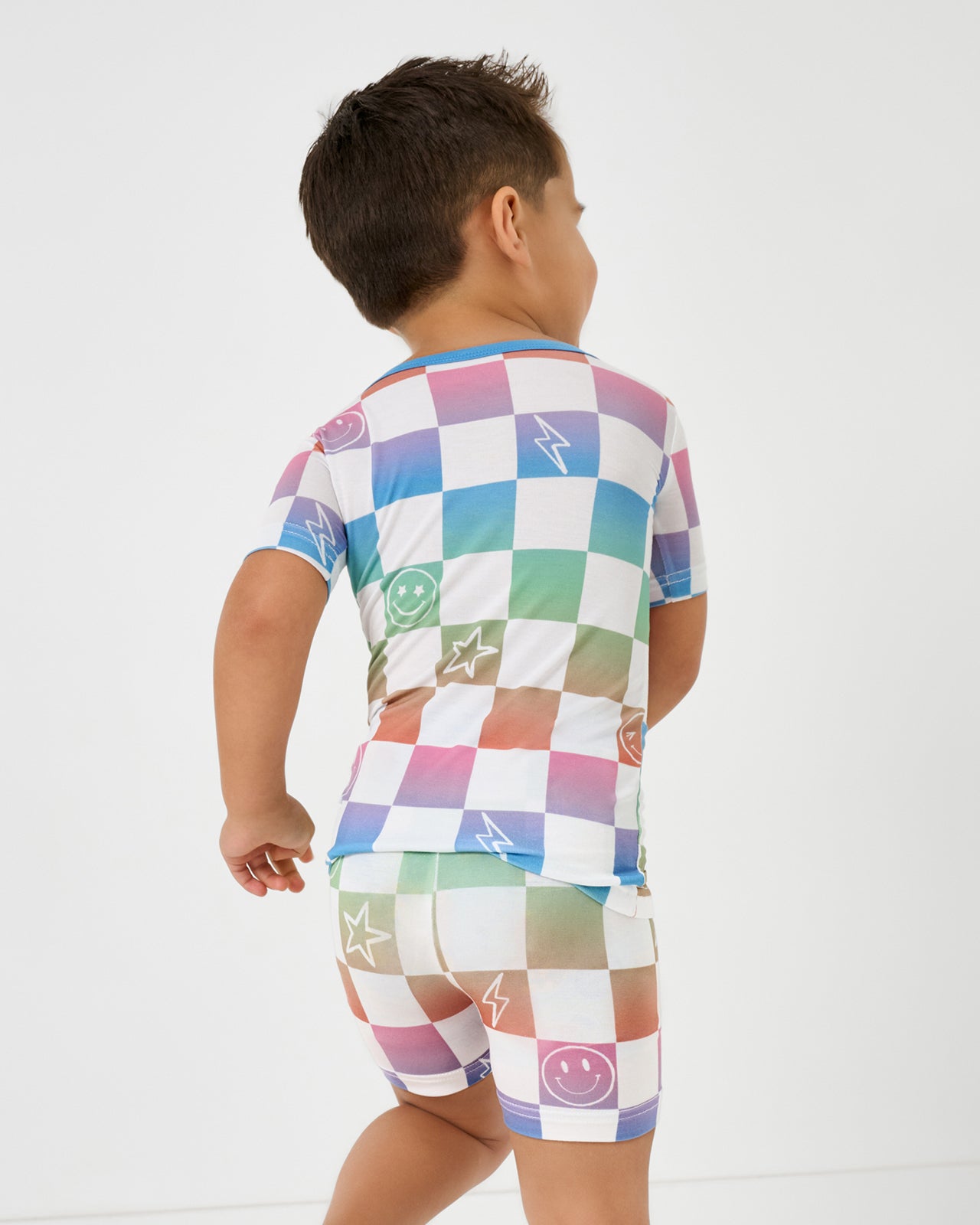 Ombre Cheery Checks Two-Piece Short Sleeve & Shorts Pajama Set - Image 4