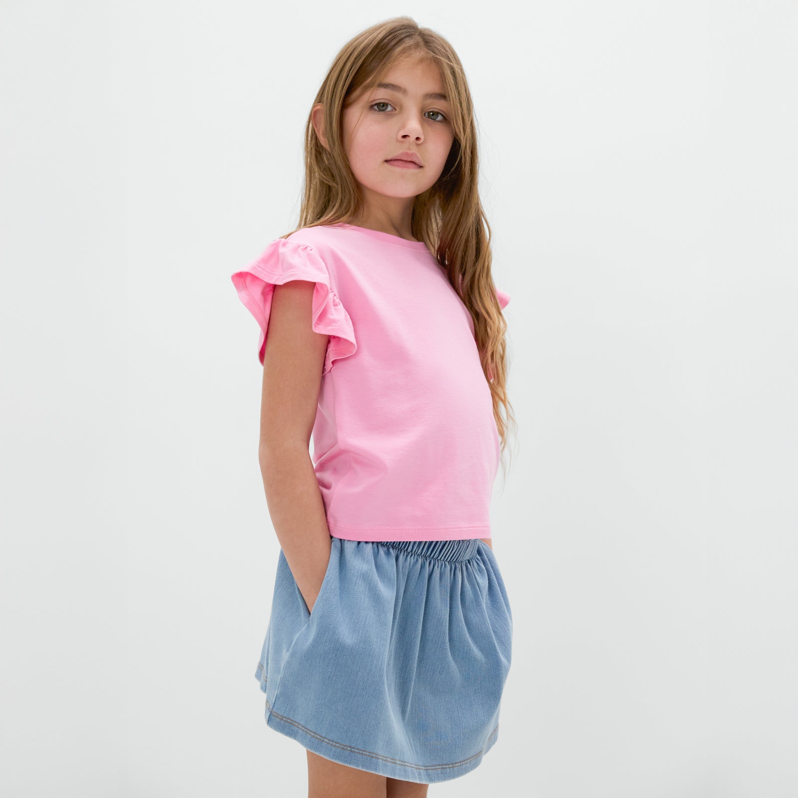 Light Blue Denim Skort