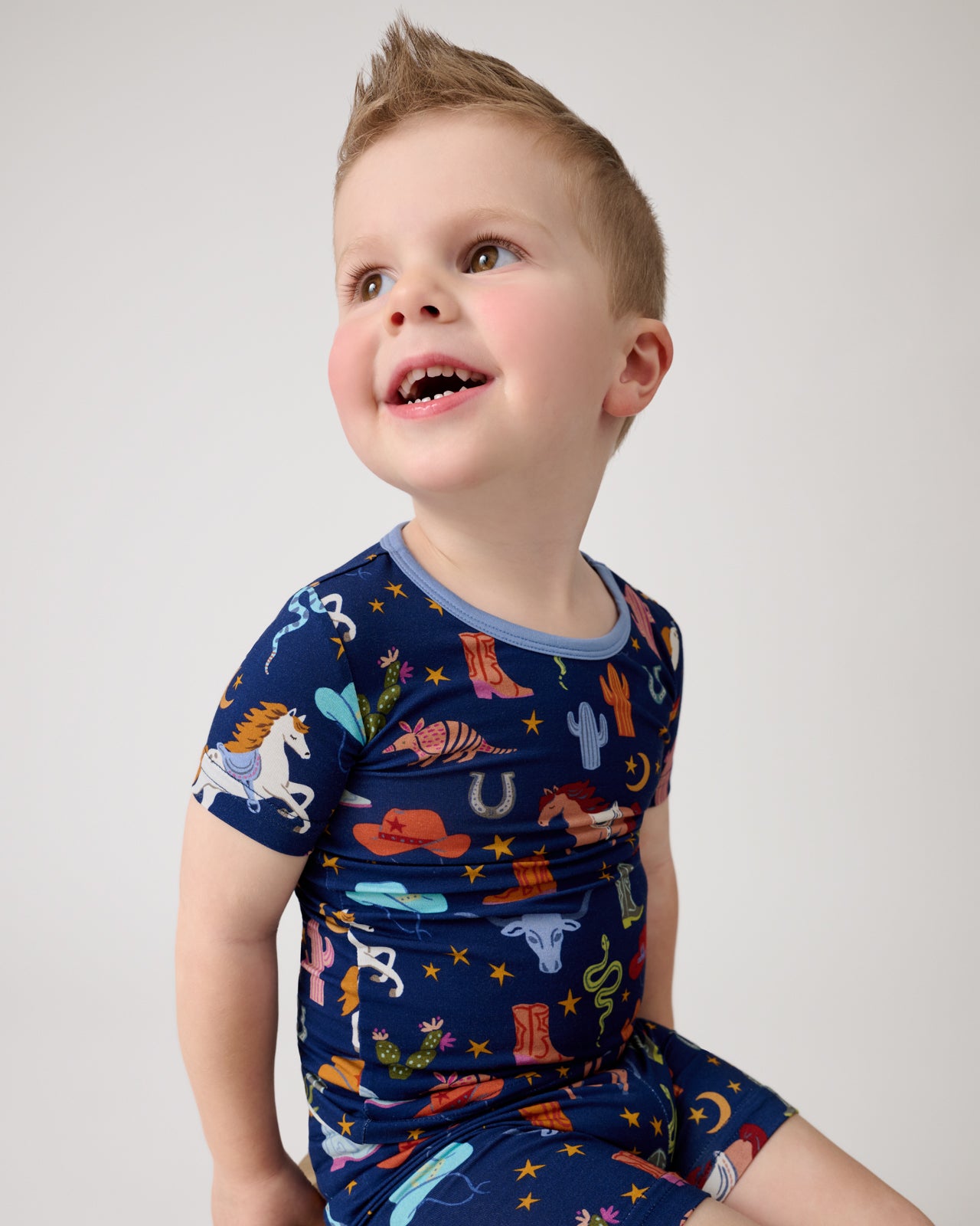 Blue Rancher Roundup Two-Piece Short Sleeve & Shorts Pajama Set - Image 3