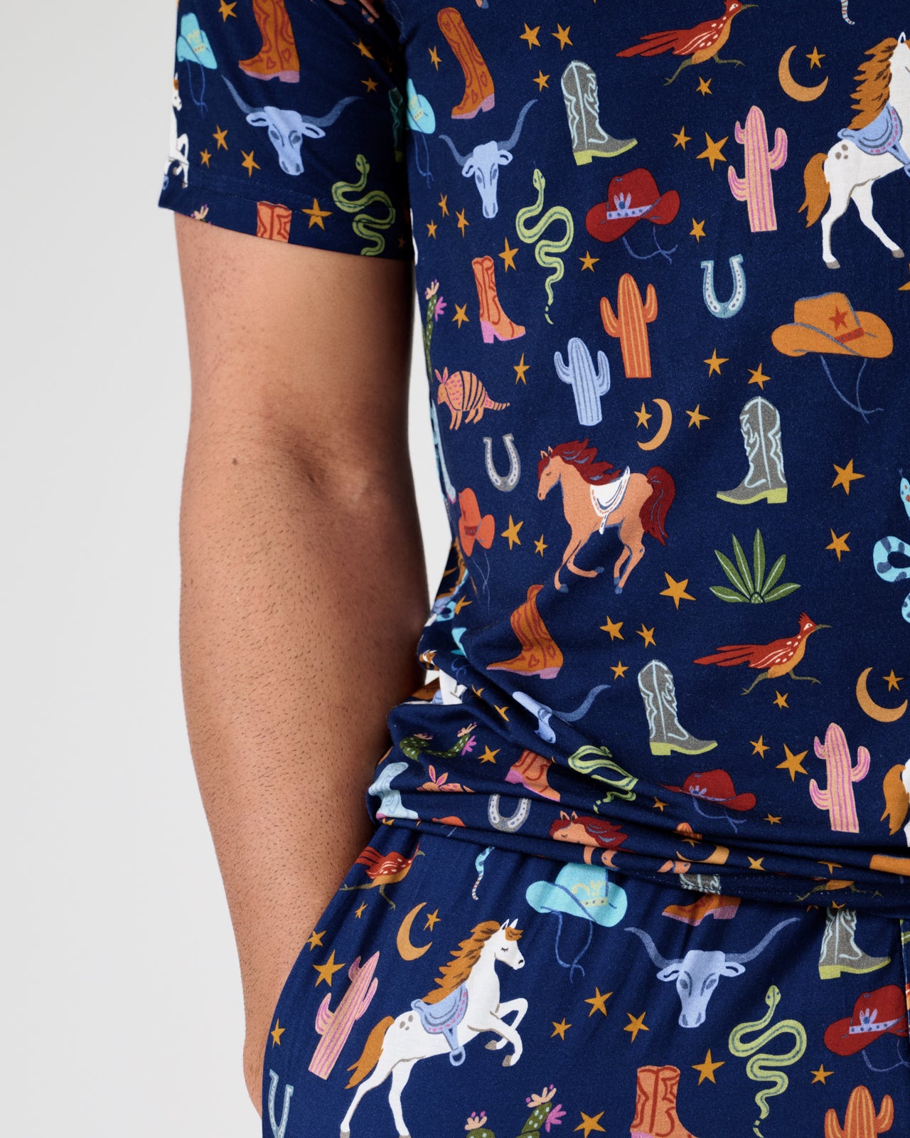 Blue Rancher Roundup Men's Short Sleeve Pajama Top - Image 2
