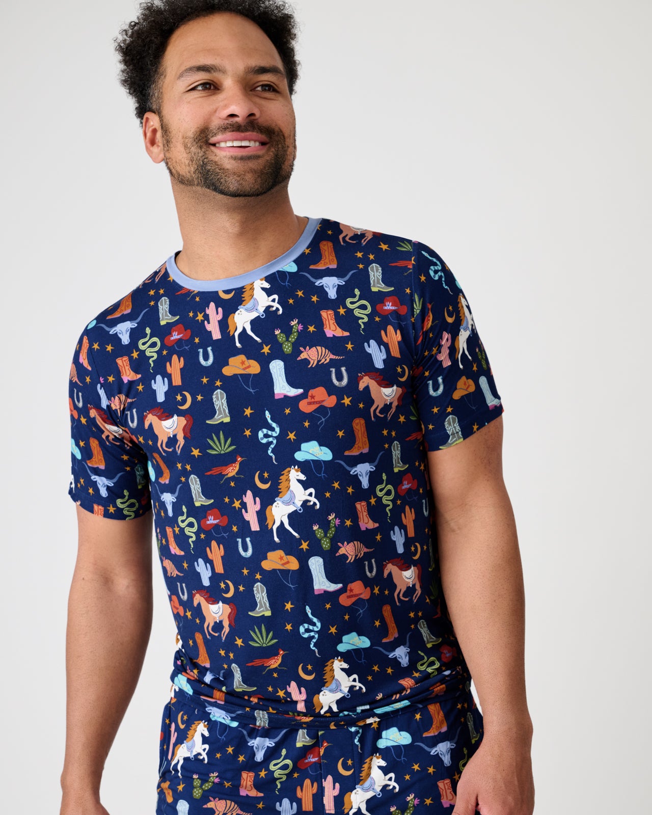Blue Rancher Roundup Men's Short Sleeve Pajama Top