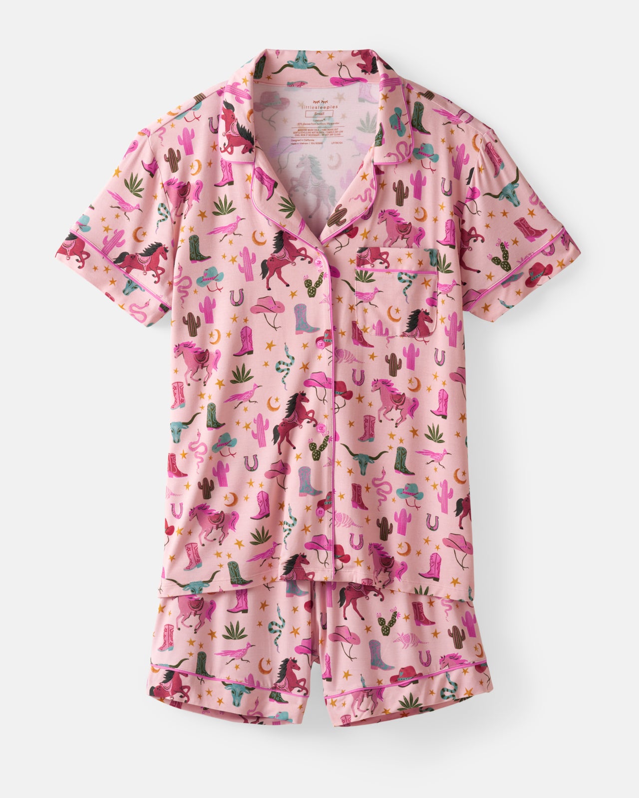Pink Rancher Roundup Women's Short Sleeve & Shorts Pajama Set - Image 6