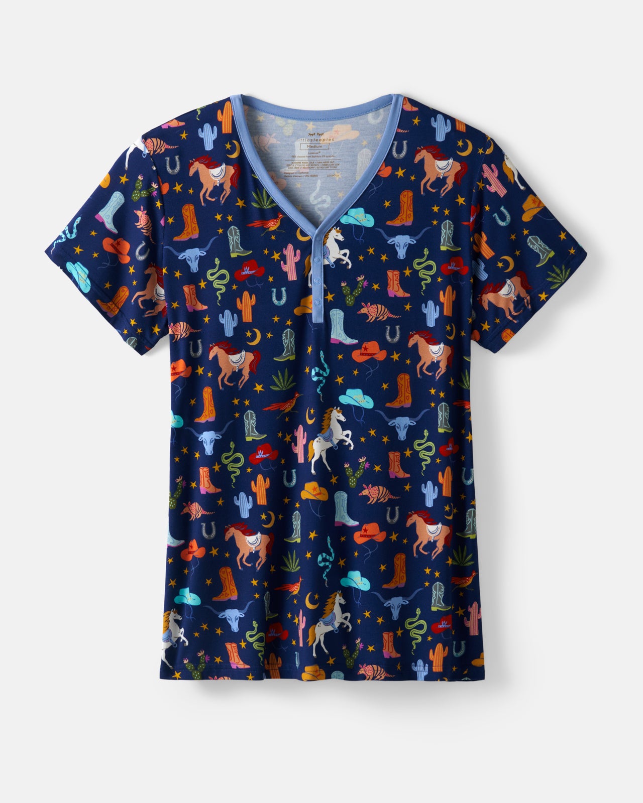 Blue Rancher Roundup Women's Short Sleeve Pajama Top - Image 4
