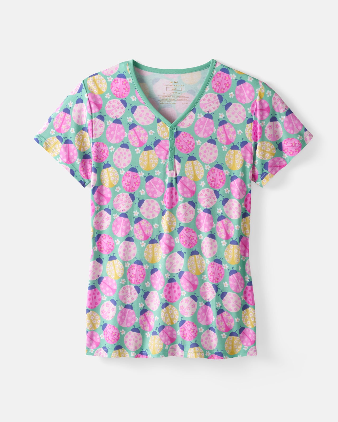 Ladybug Meadow Women's Short Sleeve Pajama Top - Image 6