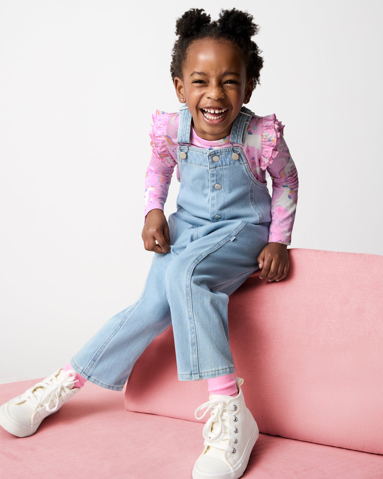 Light Blue Denim Overall Romper - Image 2