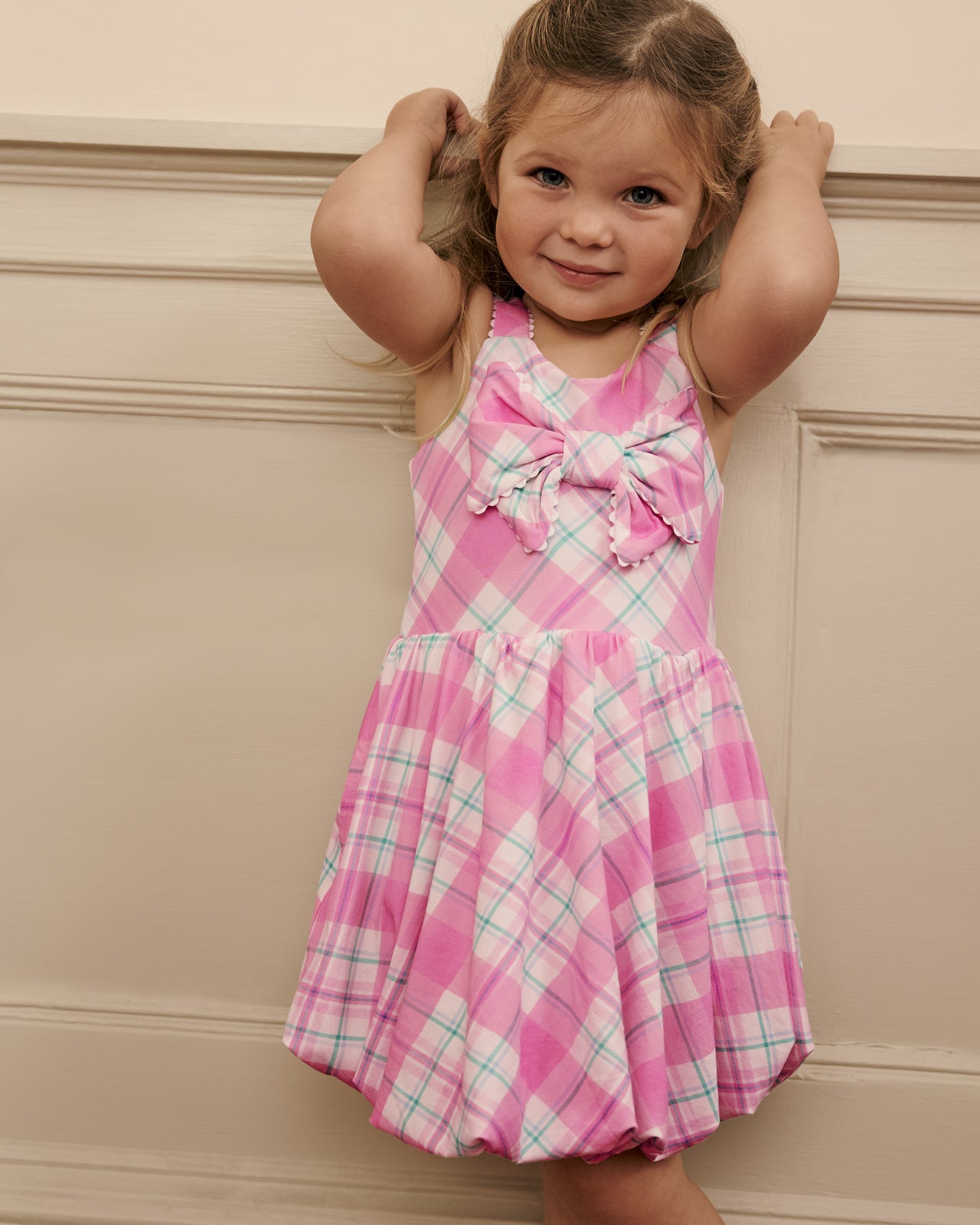 Springtime Plaid Bow Bubble Dress - Image 5