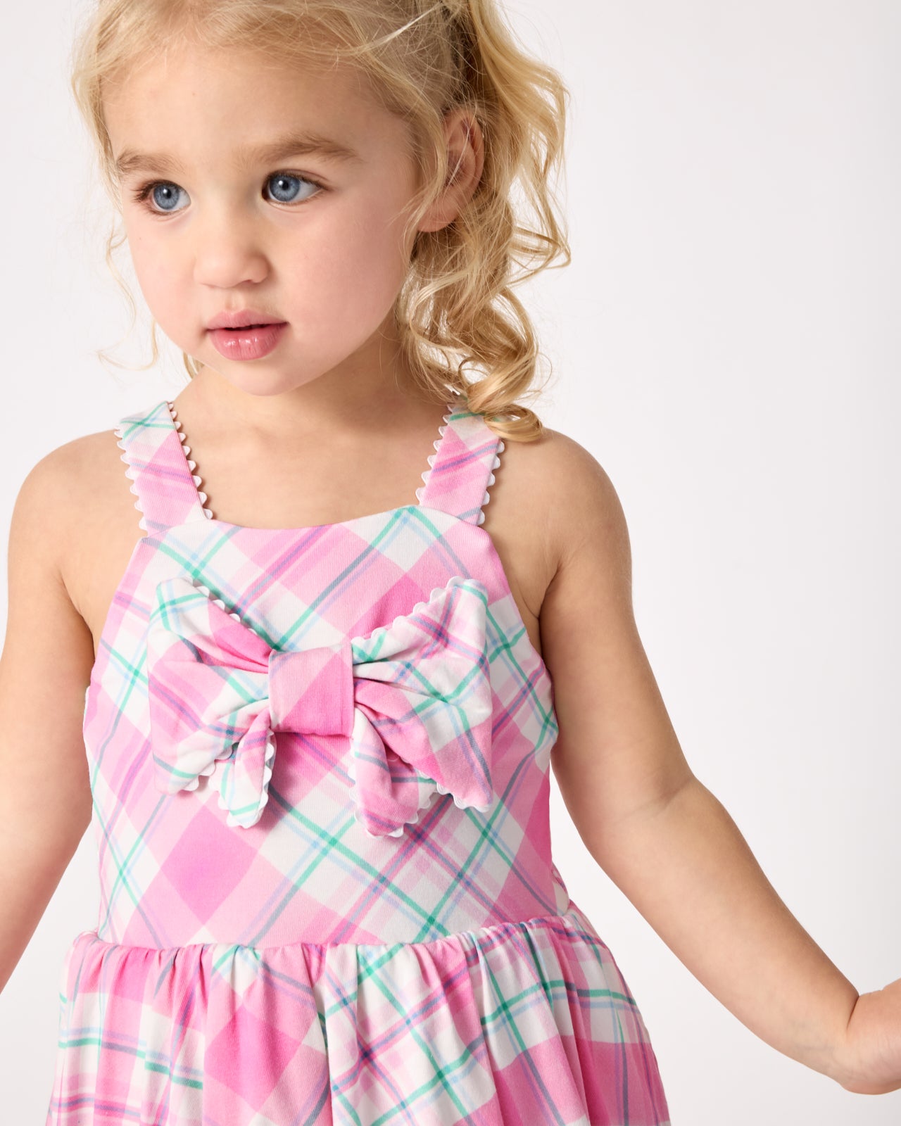 Springtime Plaid Bow Bubble Dress - Image 6