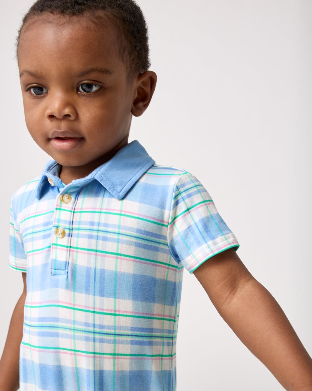 Springtime Plaid Polo Shorty Romper - Image 4
