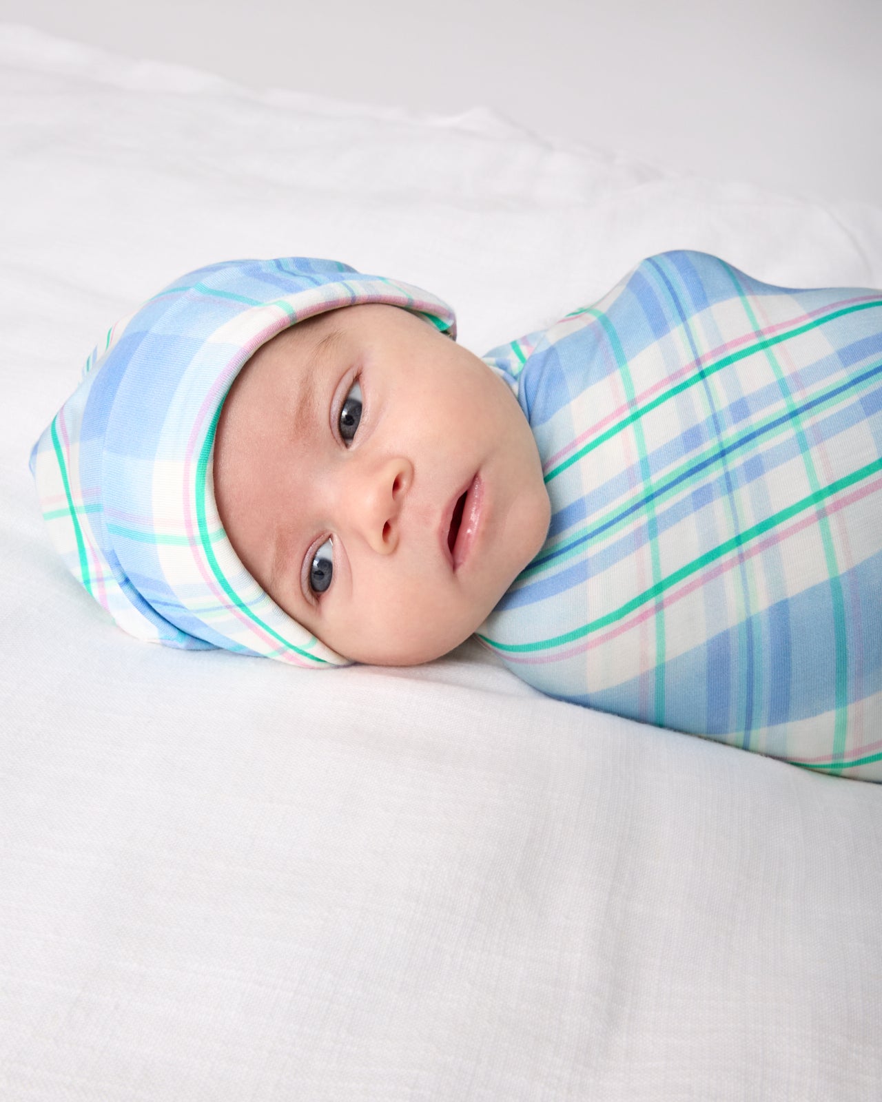 Springtime Plaid Swaddle & Hat Set - Image 2