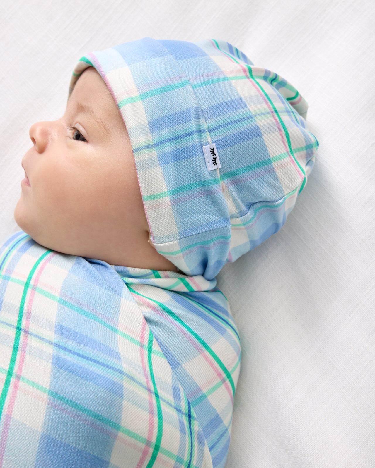 Springtime Plaid Swaddle & Hat Set - Image 3