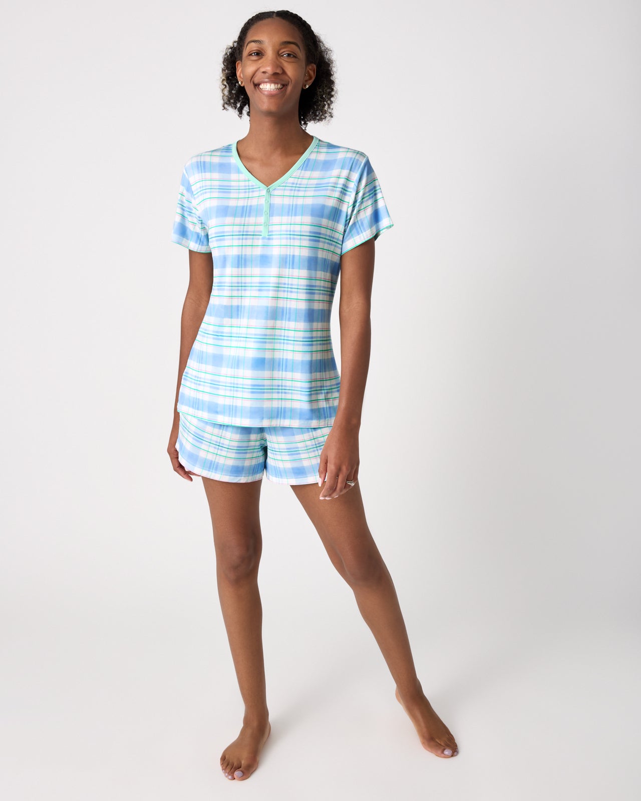 Springtime Plaid Women's Short Sleeve Pajama Top - Image 5