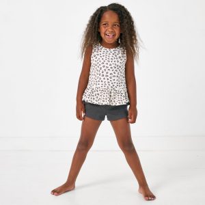 Washed Black Denim Shorts