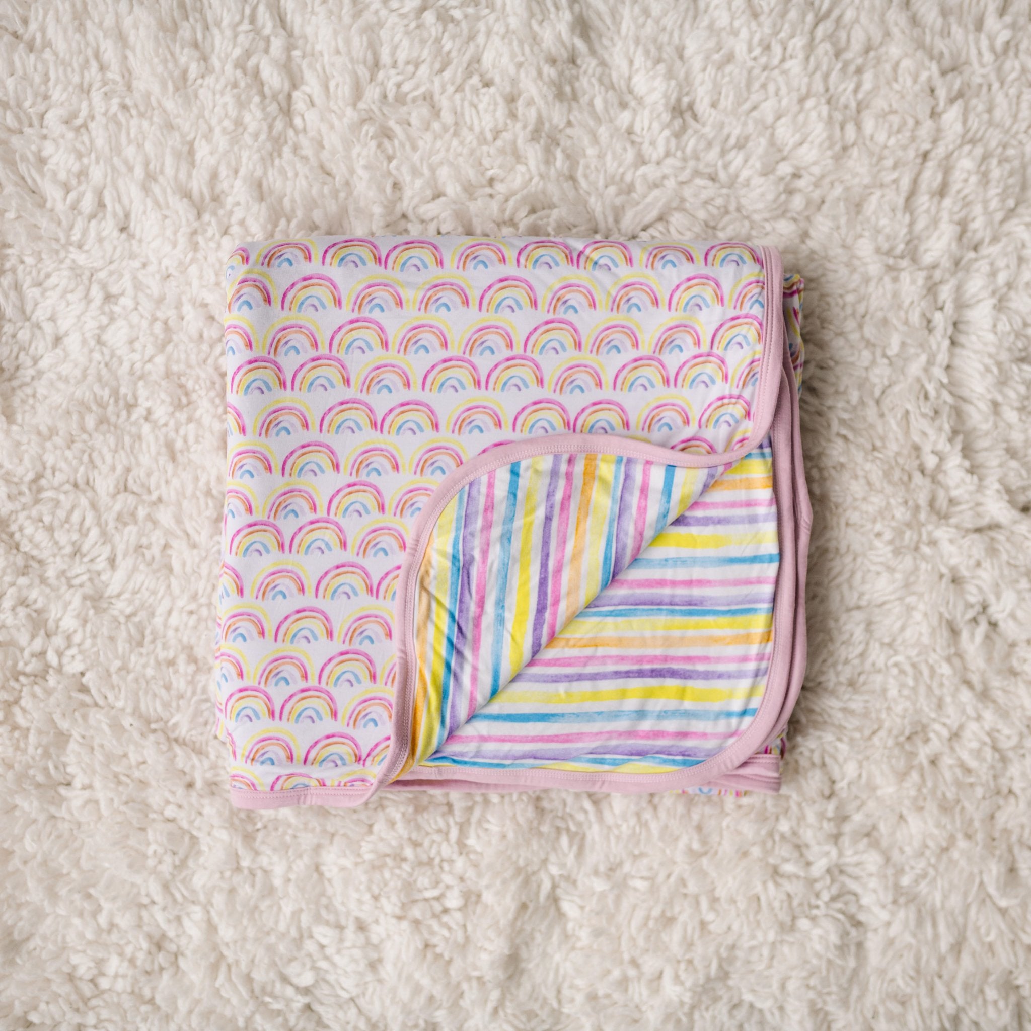 Pastel Rainbows & Sunrise Stripes Large Cloud Blanket® - Image 4