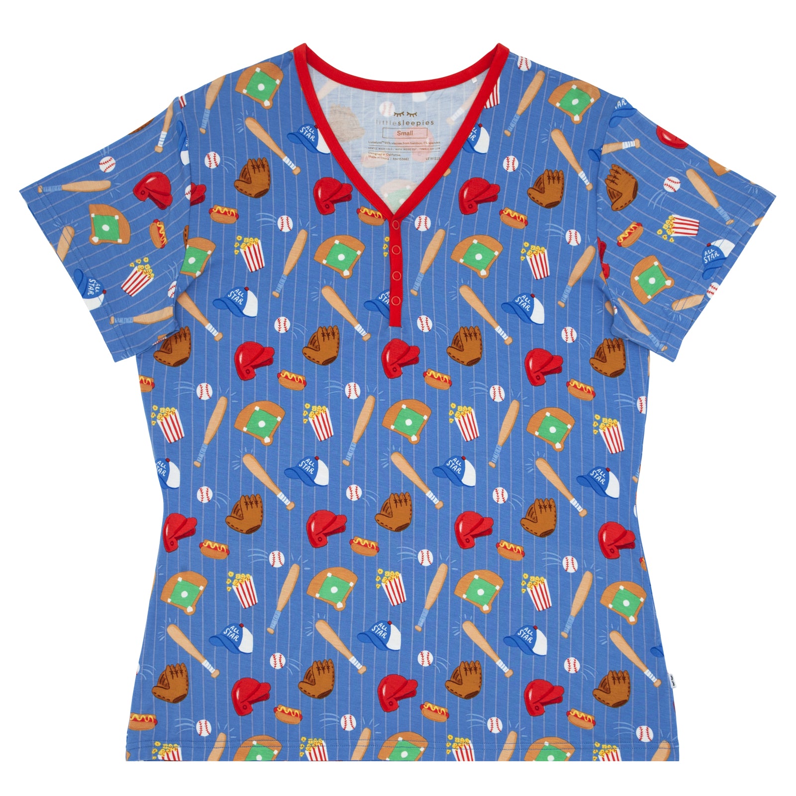 Blue All Stars Women's Short Sleeve Pajama Top - Image 4
