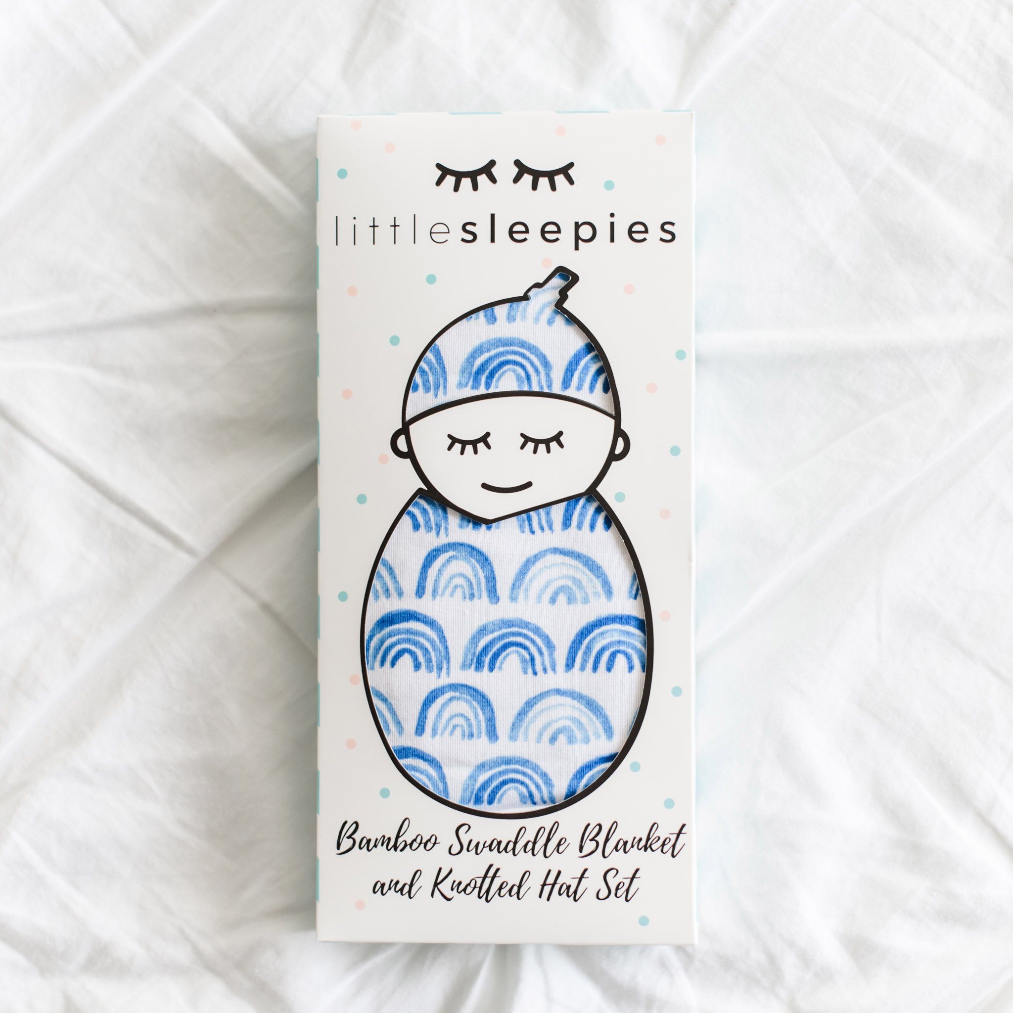 Blue Rainbows Swaddle & Hat Set - Image 5
