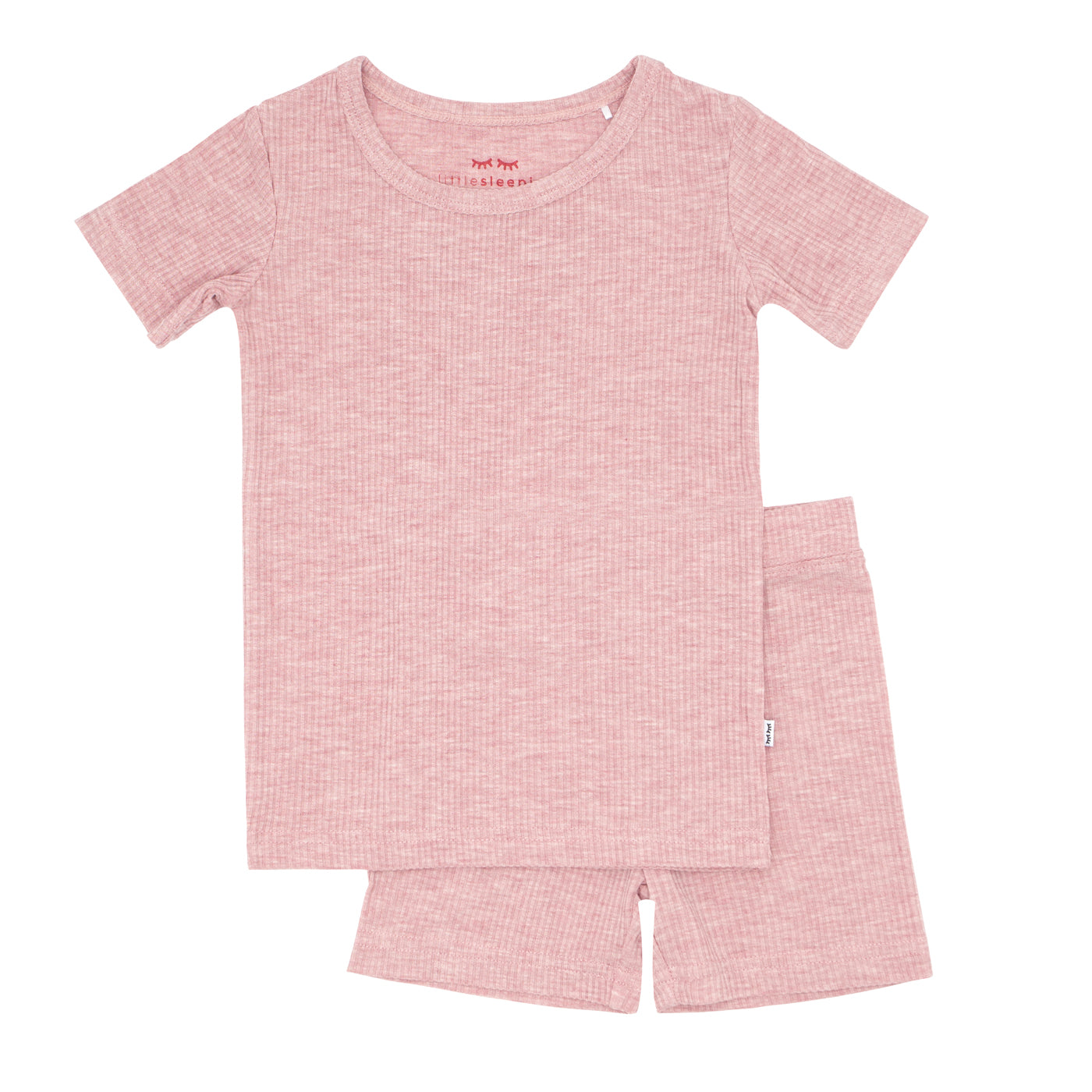 Heather Mauve Ribbed Two-Piece Short Sleeve & Shorts Pajama Set - Image 4