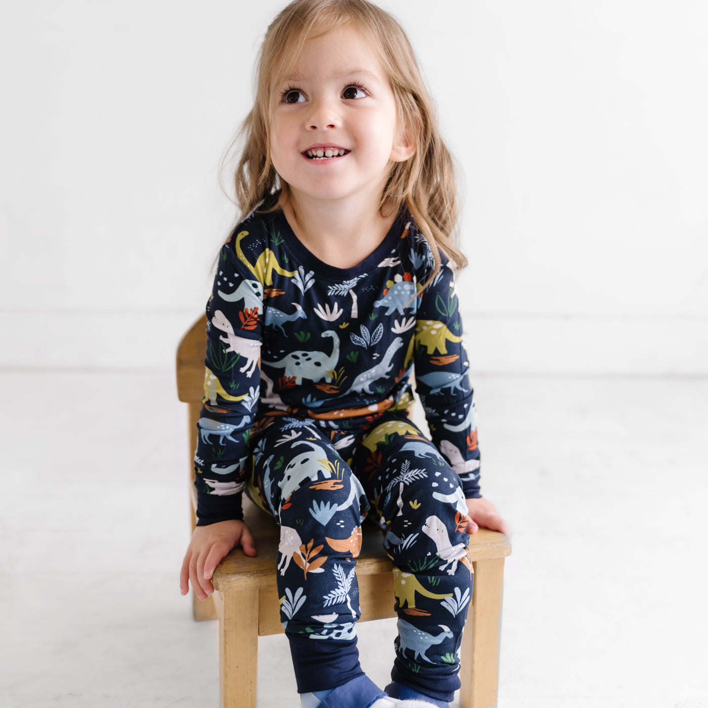 Navy Jurassic Jungle Two-Piece Pajama Set - Image 2