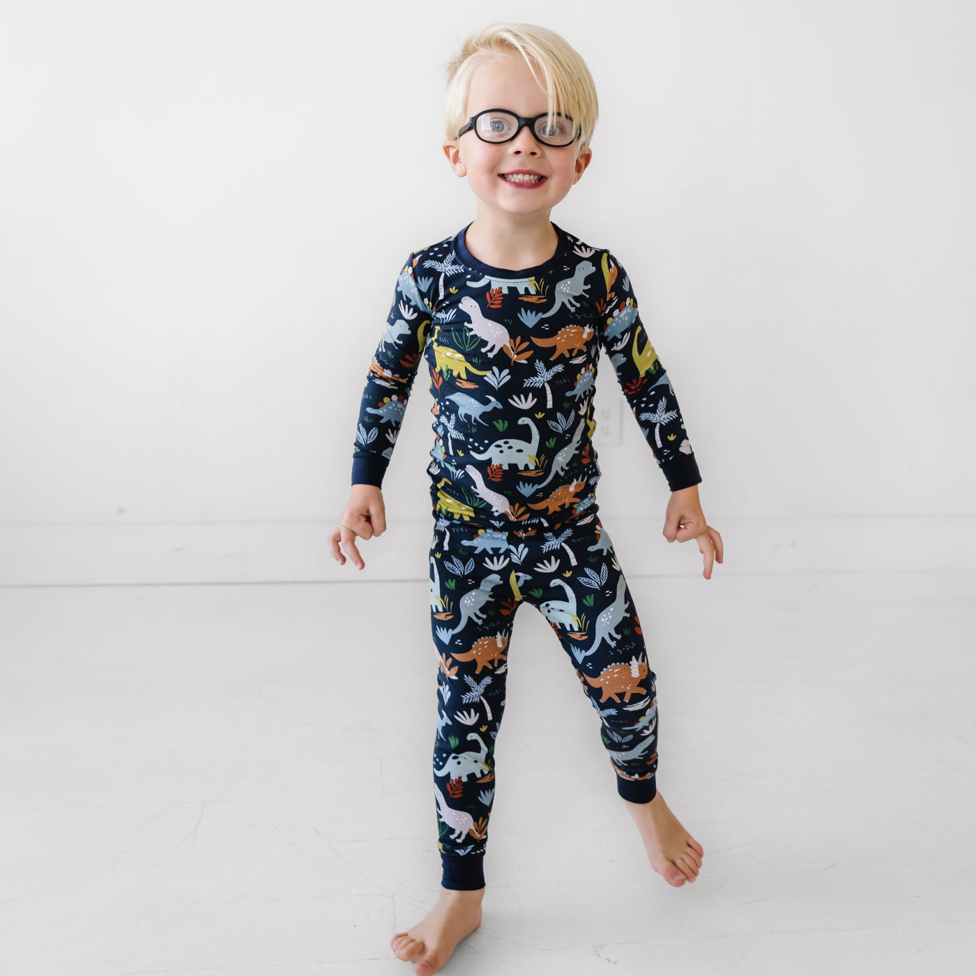 Navy Jurassic Jungle Two-Piece Pajama Set - Image 4
