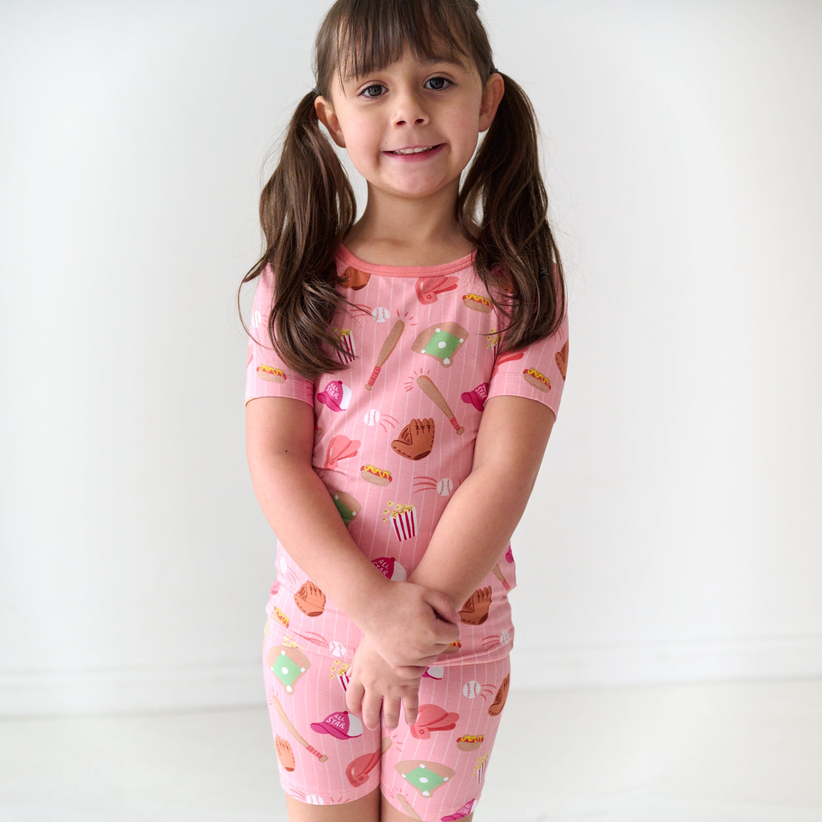Pink All Stars Two-Piece Short Sleeve & Shorts Pajama Set - Image 2
