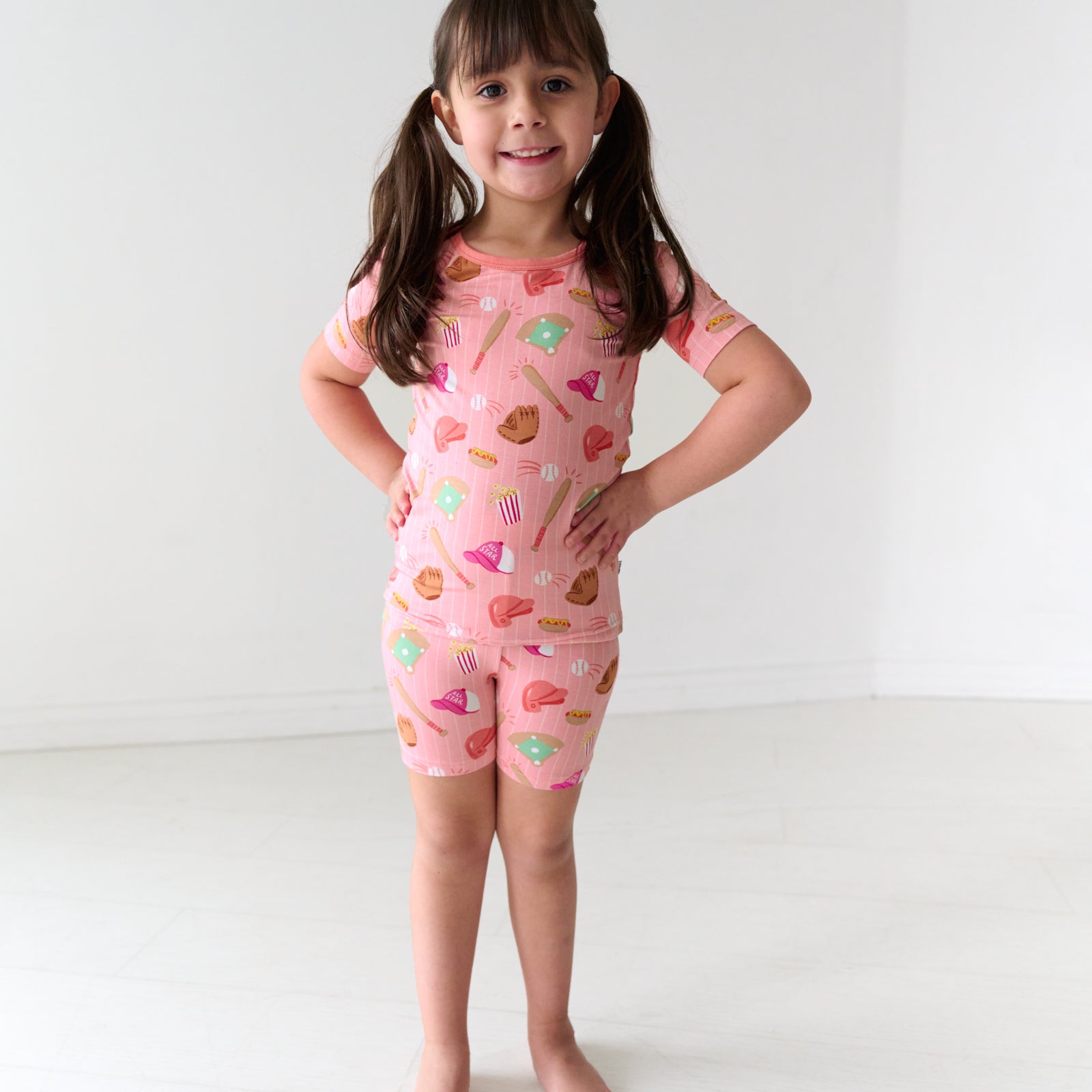 Pink All Stars Two-Piece Short Sleeve & Shorts Pajama Set - Image 3