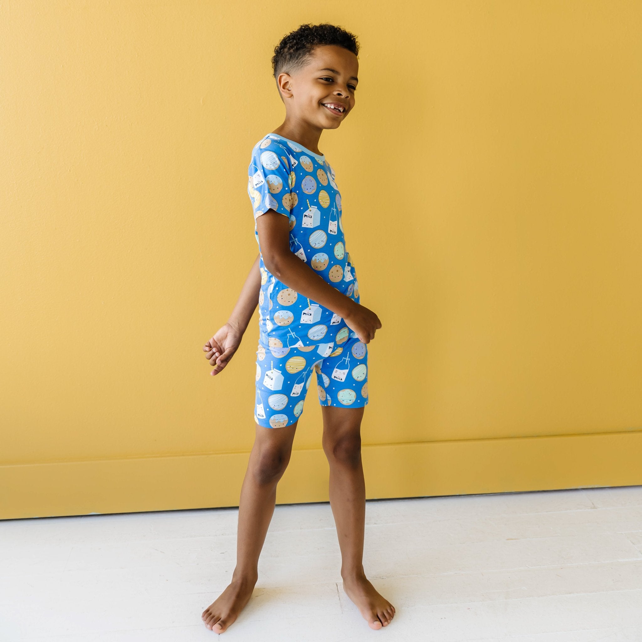 Blue Cookies & Milk Two-Piece Short Sleeve & Shorts Pajama Set - Image 2