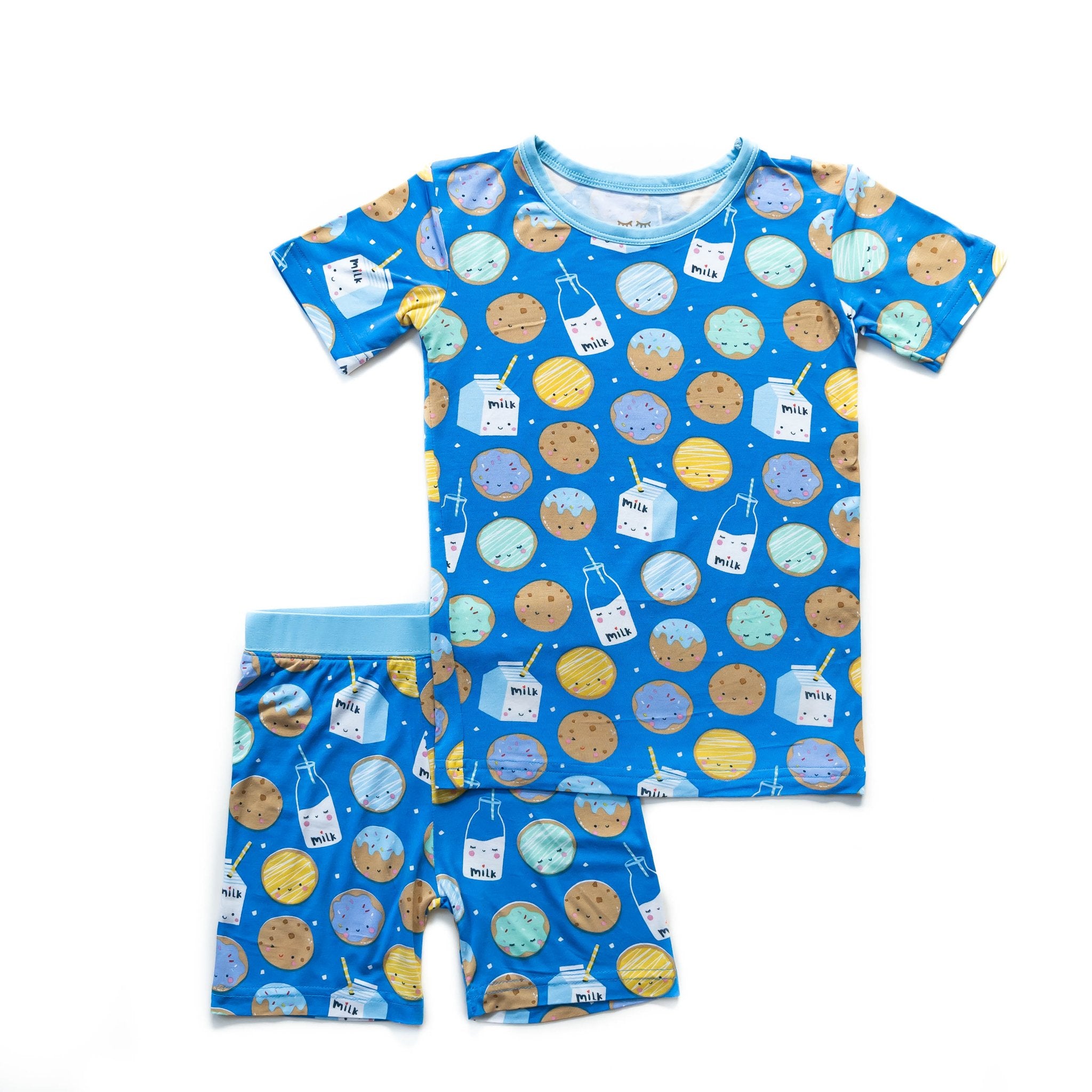 Blue Cookies & Milk Two-Piece Short Sleeve & Shorts Pajama Set - Image 3