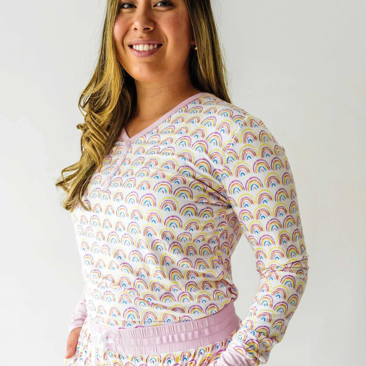 Pastel Rainbows Women's Pajama Top - Image 3
