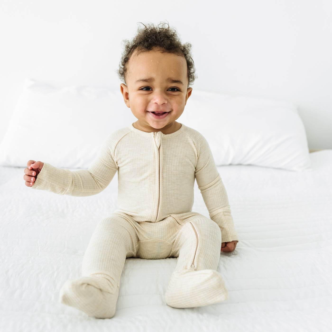 Heather Oatmeal Ribbed Zippy