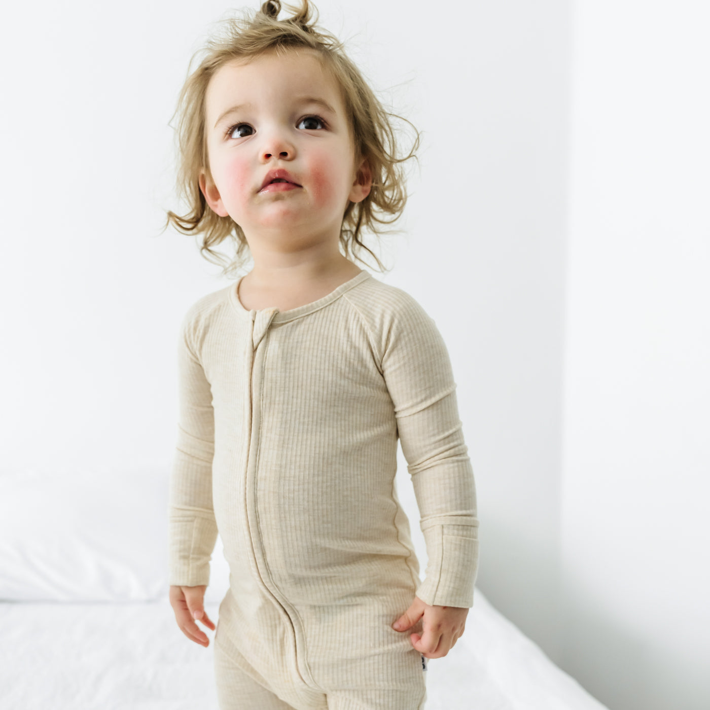 Heather Oatmeal Ribbed Zippy - Image 3