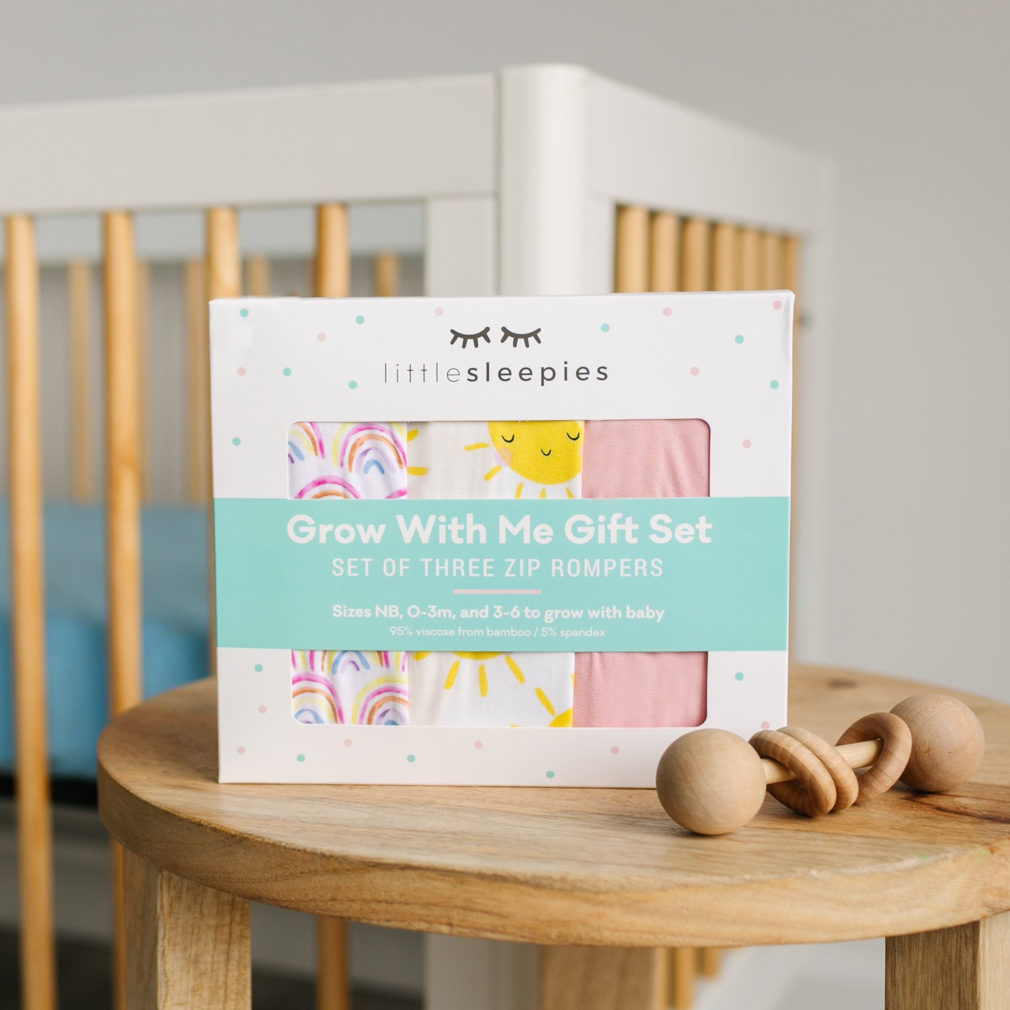 Pastel Rainbows. Bubblegum & Sunshine Zippy Grow With Me Three Pack Gift Box